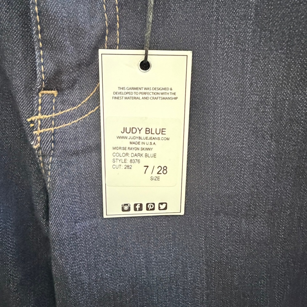 Judy Blue Skinny Jeans Womens 7/28 Dark Blue NEW Midrise Rayon Blend 8376 - Picture 7 of 9